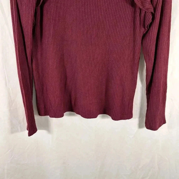 Lucky Brand Blouse Women's Large Red Ribbed Long Sleeve Round Neck Pullover - Picture 3 of 10